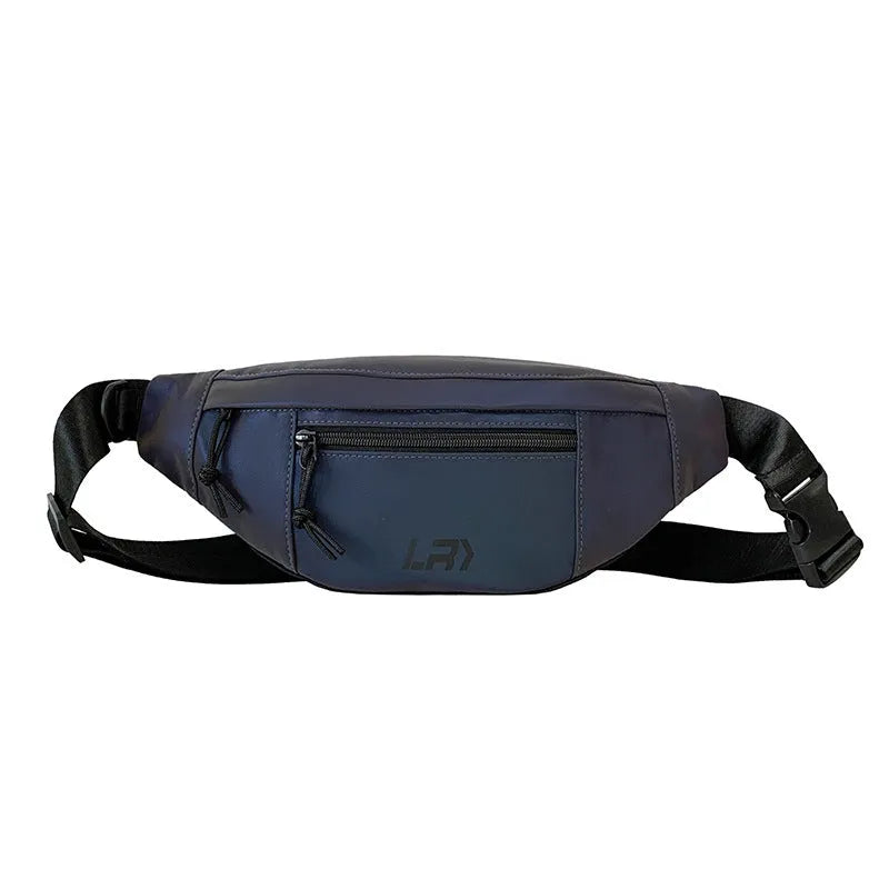 Blue reflective crossbody chest cycling bag with open pocket design and soft handle