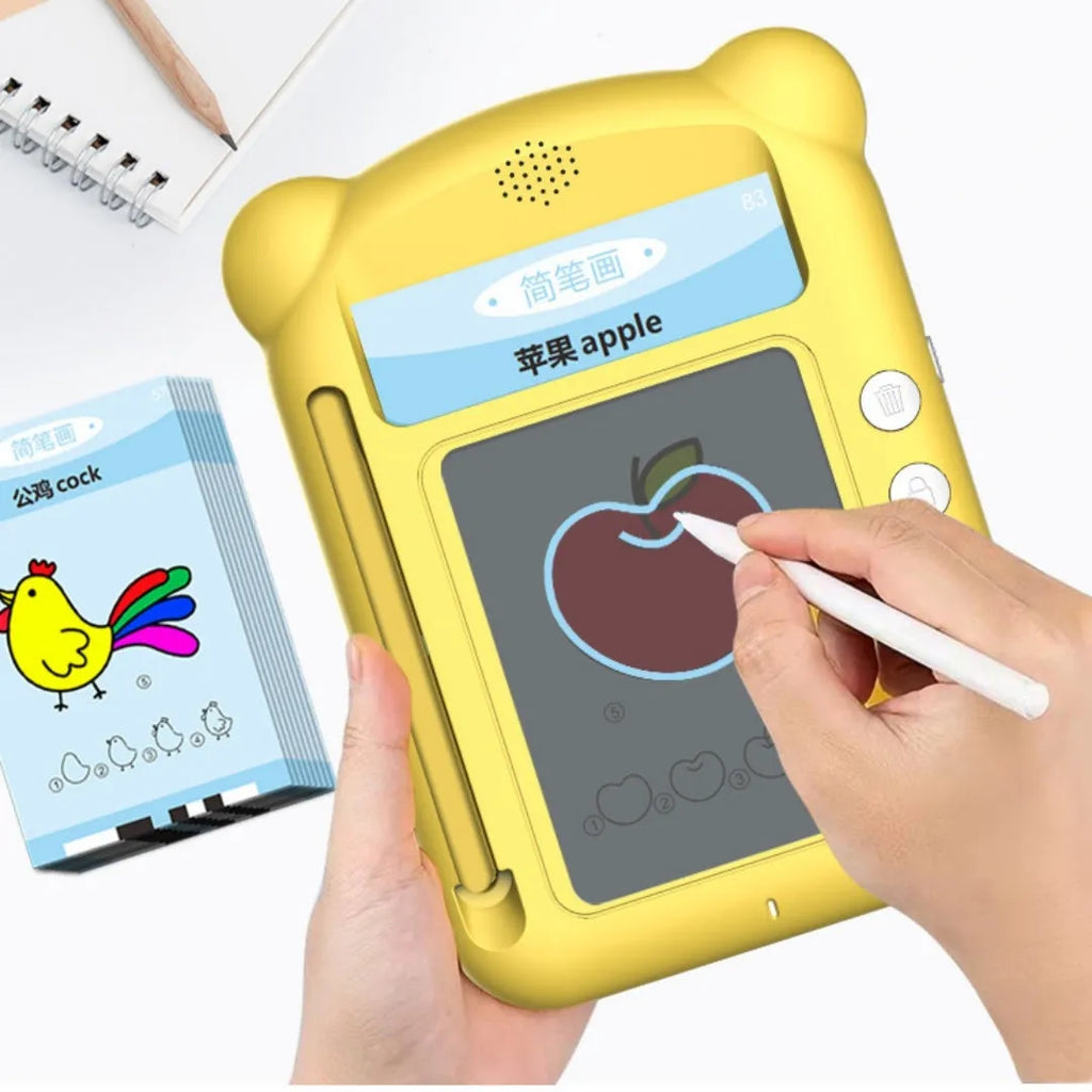 Yellow bilingual educational learning machine with card system for early childhood development