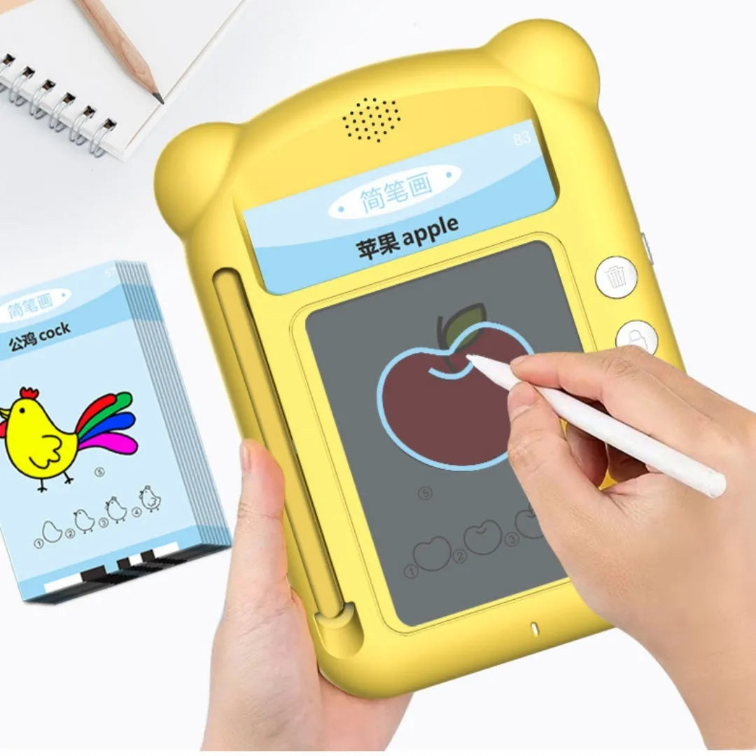 Yellow bilingual educational learning machine with card system for early childhood development