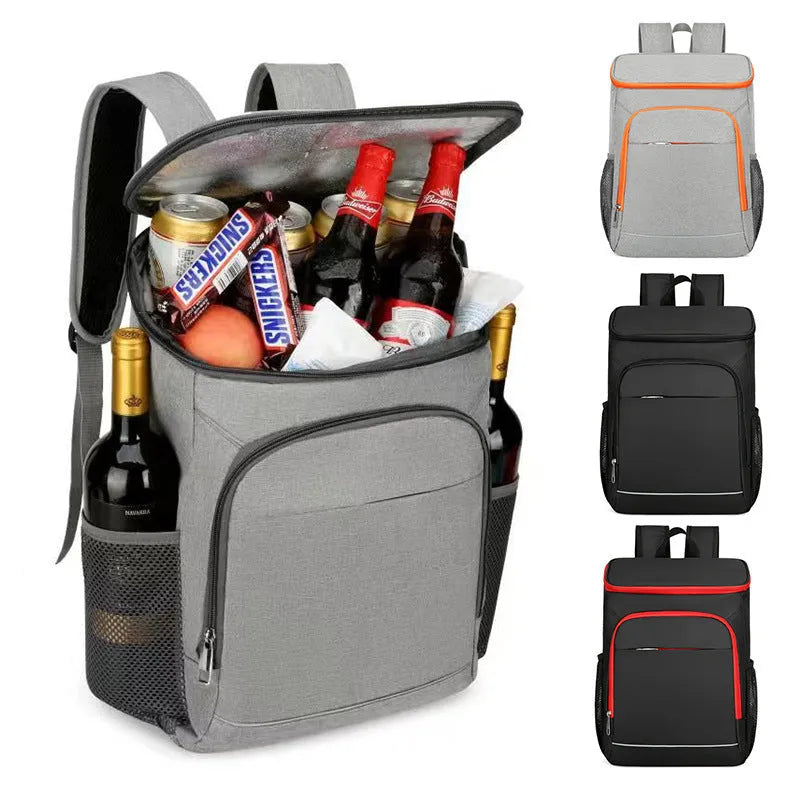 Large black outdoor camping backpack with curved shoulder straps and multiple compartments.