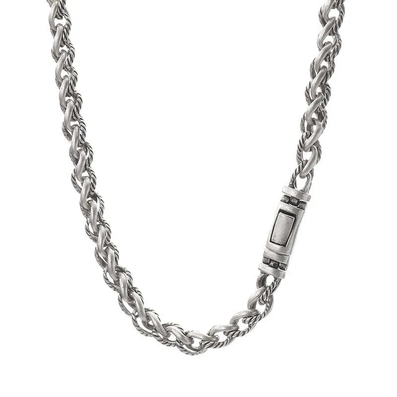 Men's titanium steel keel chain necklace in punk style with large geometric links