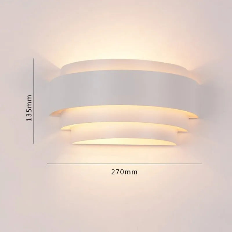 Modern minimalist metal wall lamp in black or white, 270x135x110mm, for aisle, bedside and stairs