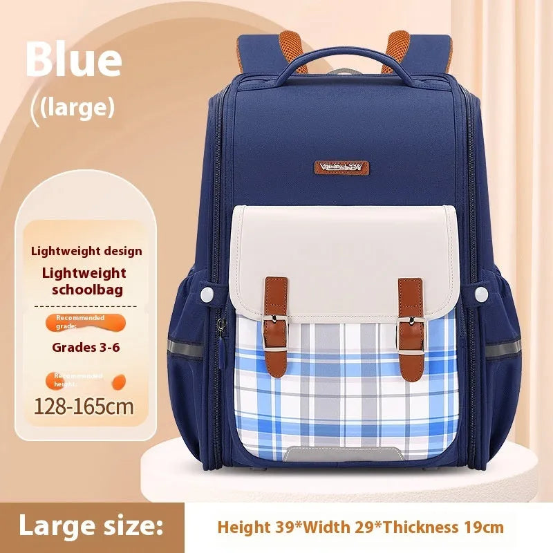 Student schoolbag in Oxford cloth with large capacity and lightweight design for grades 5-6