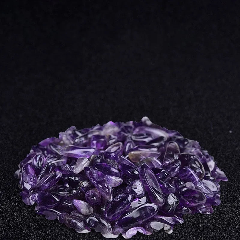 Assorted natural crystal decorative gravel chips in a clear PP bag, available in multiple colours and sizes