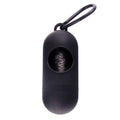 Small plastic dog poop bag dispenser with a side hook and Velcro strap in assorted colours.