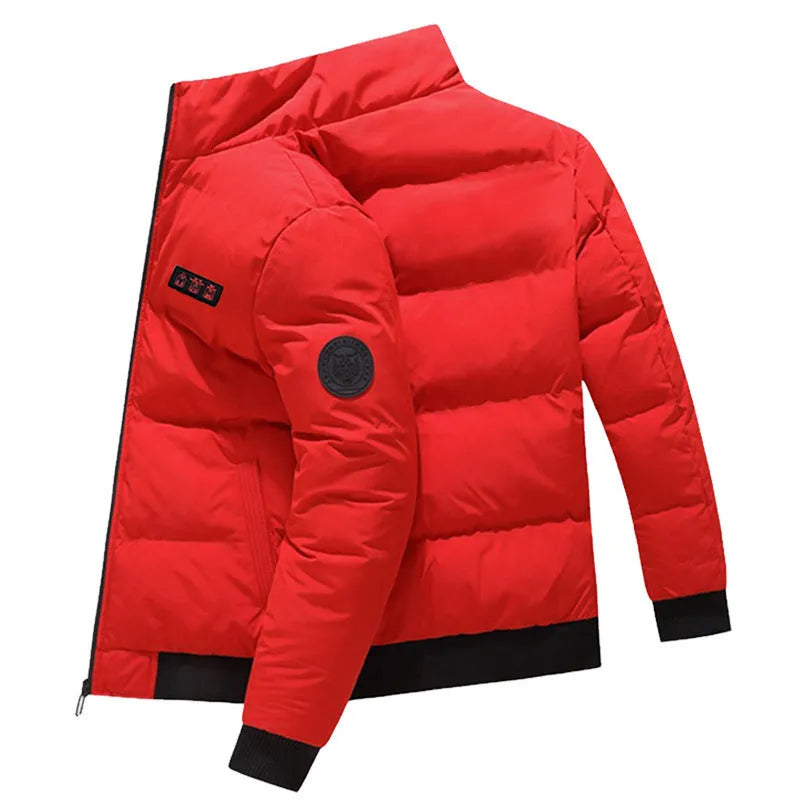 Outdoor heated jacket red black khaki windproof cotton padded cardigan style USB charging winter warmth
