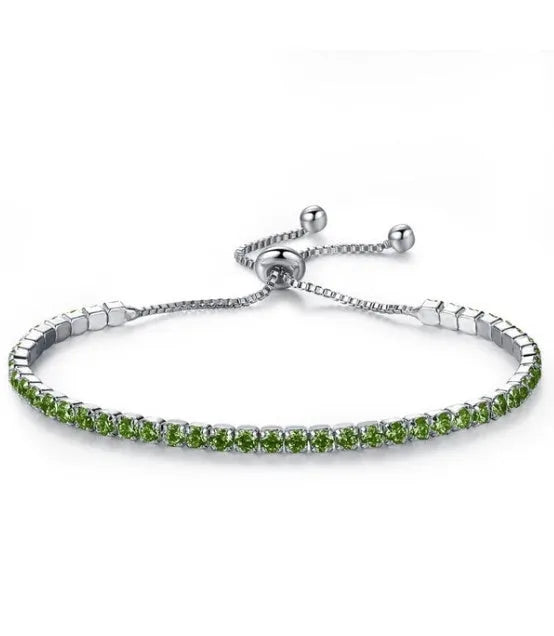 Star Shining Bracelet in silver with platinum finish and zircon stone, 27cm length