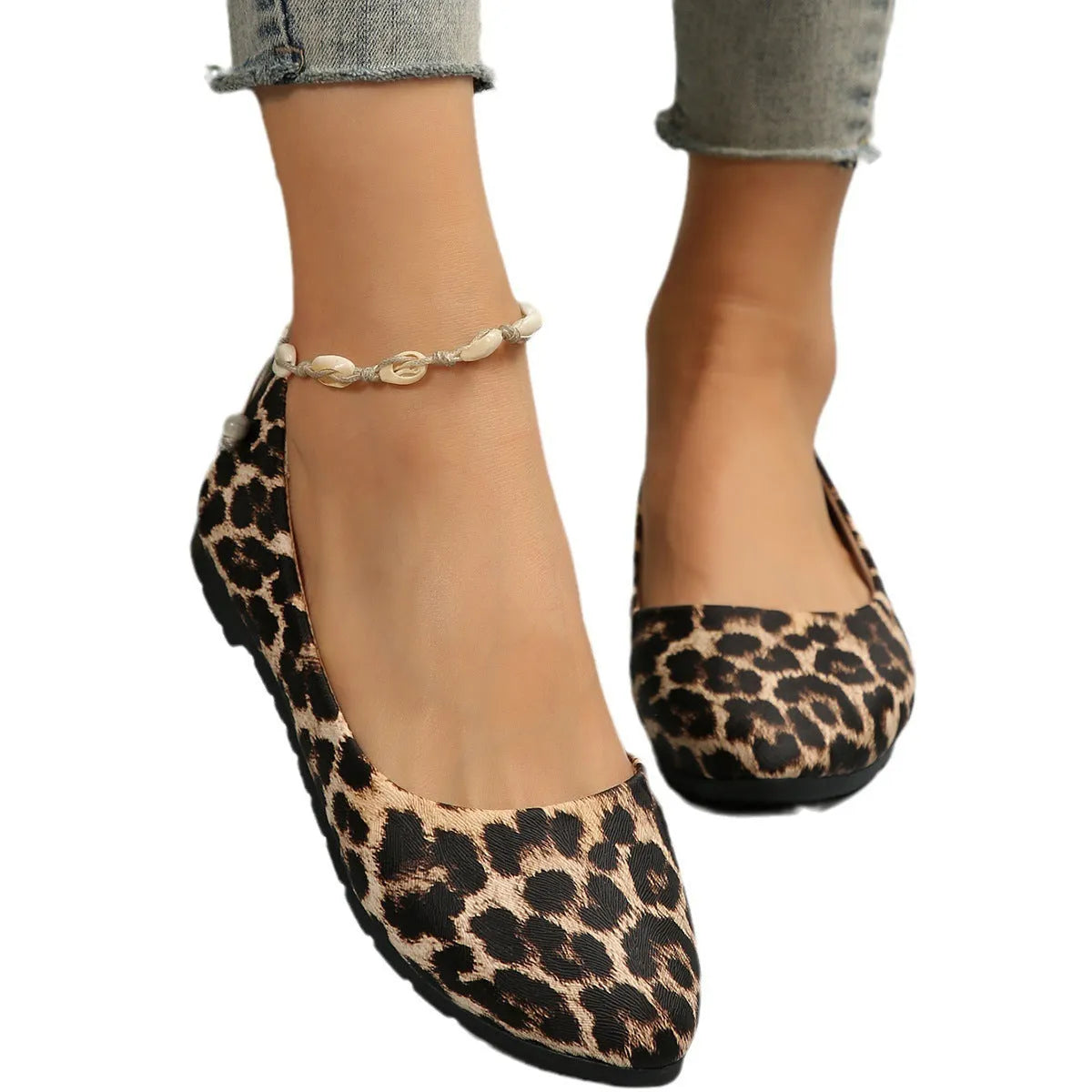 Women's flat pointed toe casual shoes, artificial PU upper, rubber sole, solid colour, low top pumps