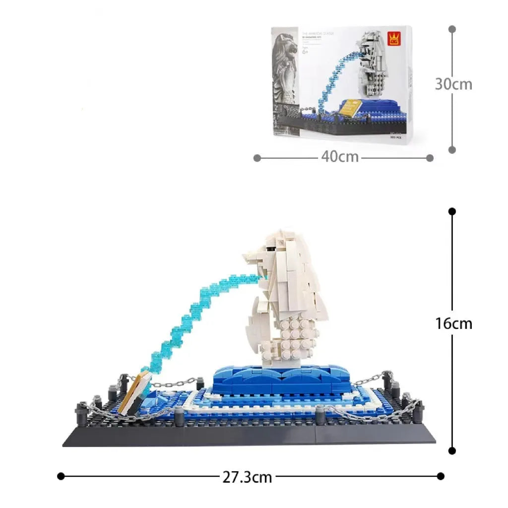 Wange building blocks set with over 800 ABS plastic pieces for landmark construction