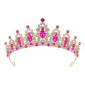 Baroque bridal crown headdress made from alloy with diamond-set rhinestones in silver or KC gold tones.