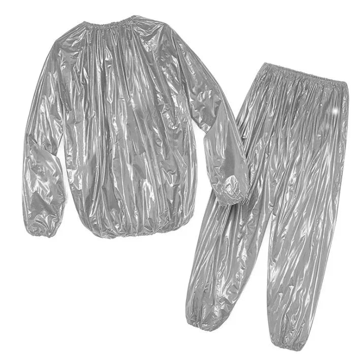 Heavy duty anti-rip PVC sauna suit unisex long sleeve black silver weight loss outdoor running