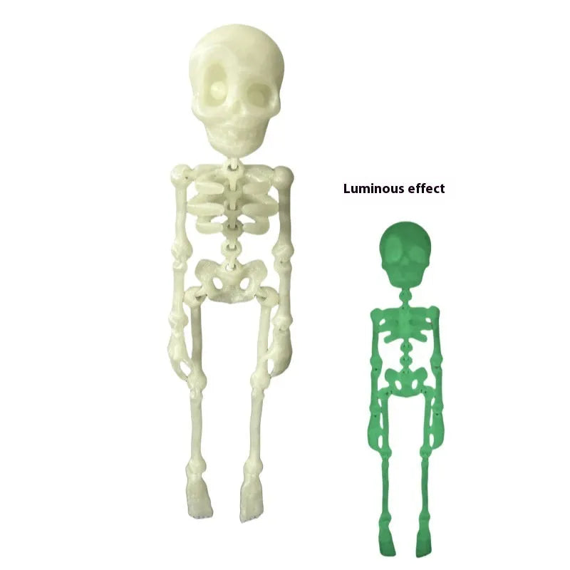 3D printed white skull fridge magnet for Halloween decoration, 18cm tall on a refrigerator.