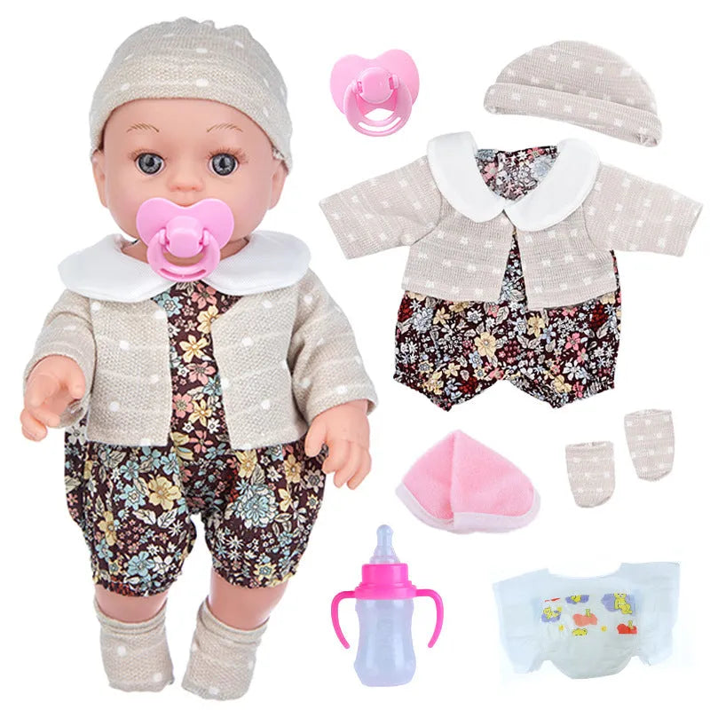 30cm full vinyl baby doll with changeable doll clothes suit in TM-010 or TM-011 colour