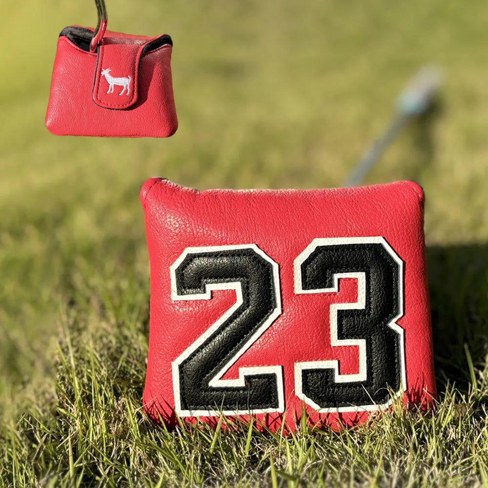 PU golf club sleeve for wooden pole sets in red, black, white, or yellow colours.