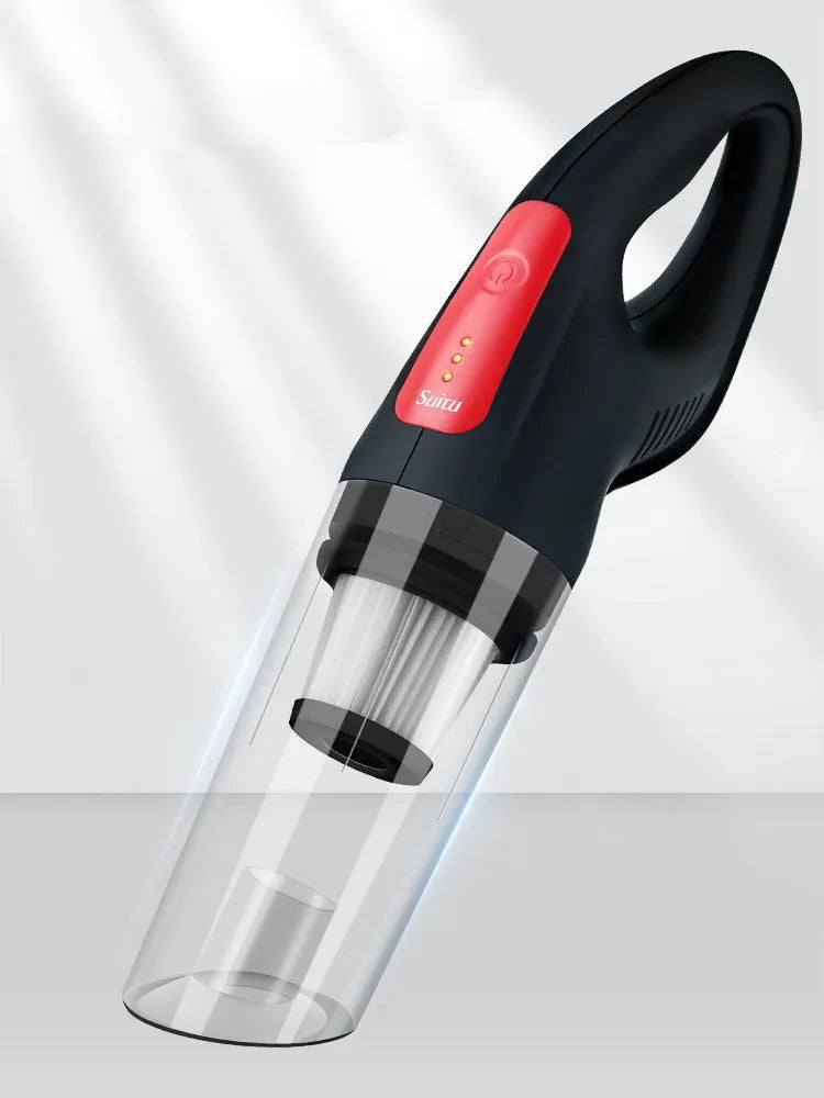Wireless charging car vacuum cleaner handheld 6000Pa in White or Black, 364x77x115mm, with straw, brush and hose