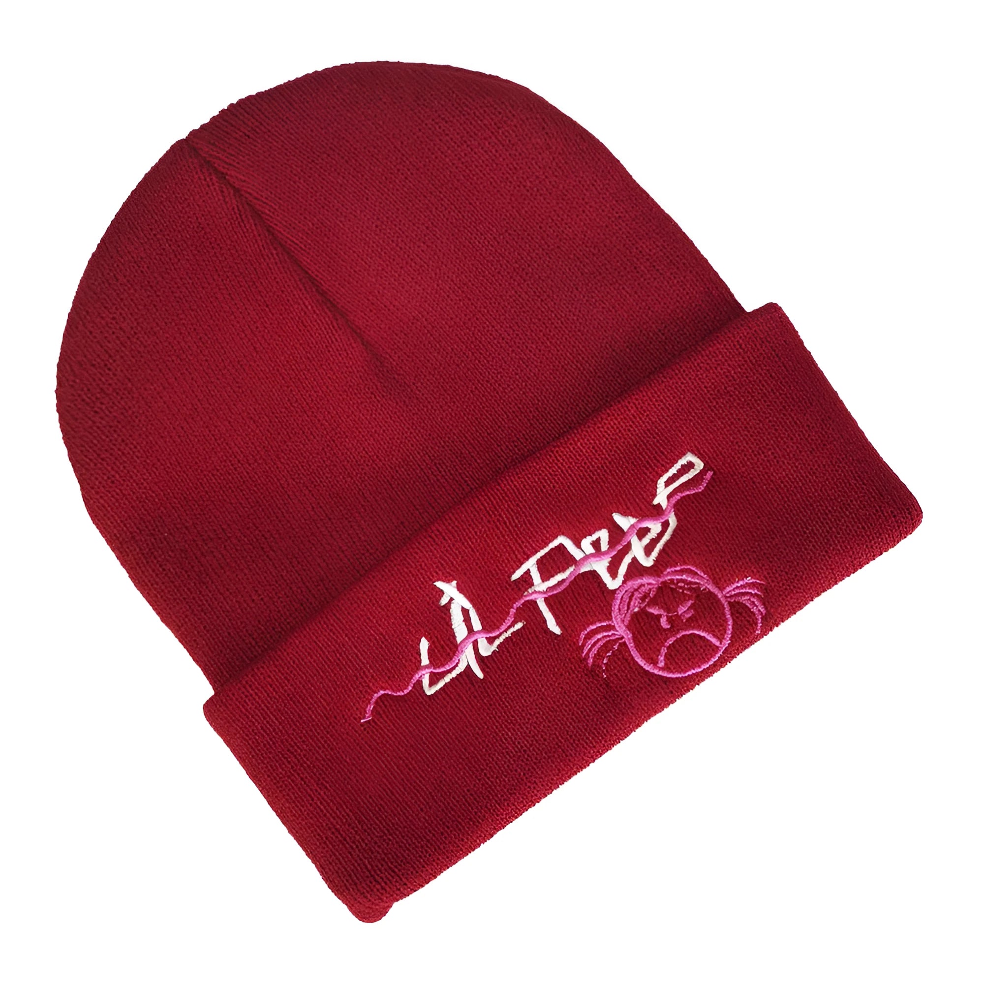 Wild fashion pullover knitted hat in wool with embroidery detail, satin weave, black colour option