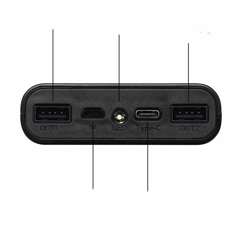 Digital display power bank spring kit with plastic shell and multi-U charging ports