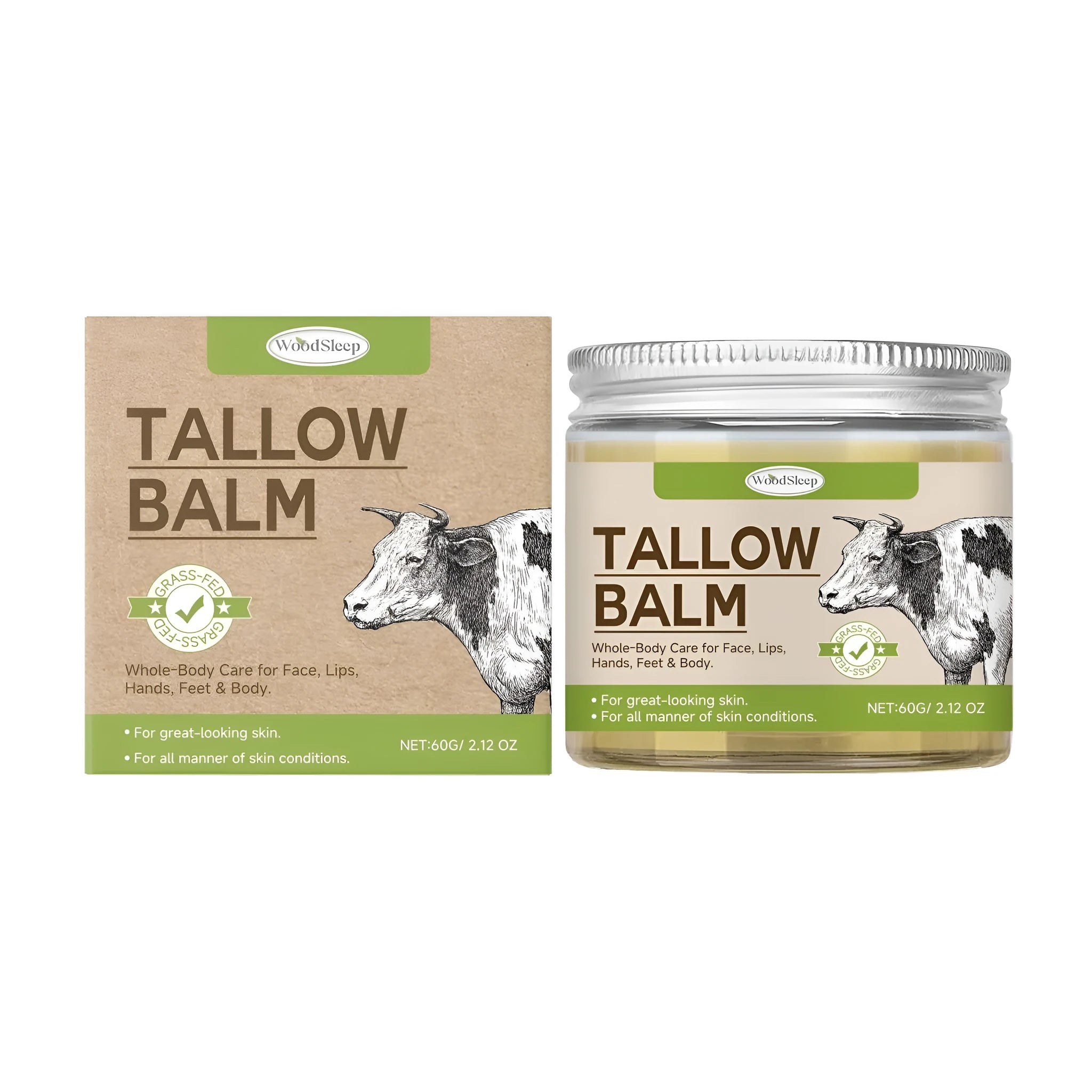 60g jar of Natural Butter Moisturising Skincare Cream with tallow and honey ingredients