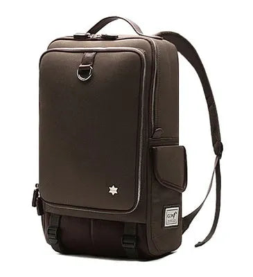 Men's modern Oxford cloth backpack in seven colour options showing dimensions of 30cm wide by 16cm thick by 46cm high