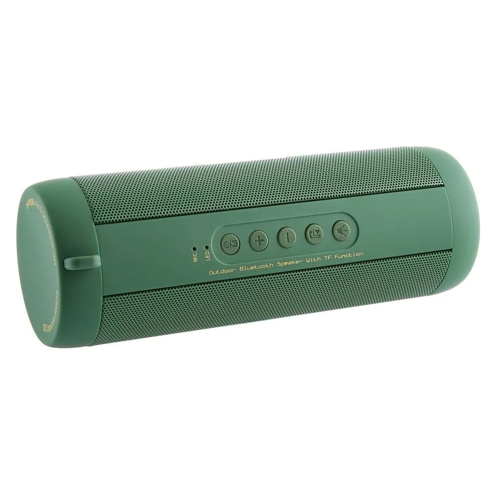 Outdoor Bluetooth speaker in black with 40mm driver, 10-hour battery, and V5.0 connectivity