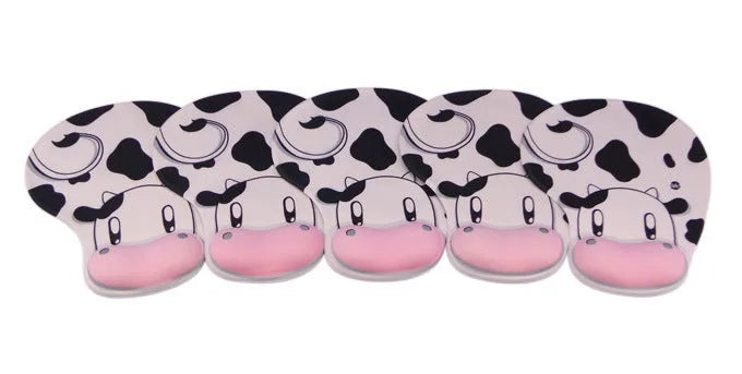 Cow silicone wrist rest mouse pad with super soft hand rest, non-slip base, injection-moulded surface