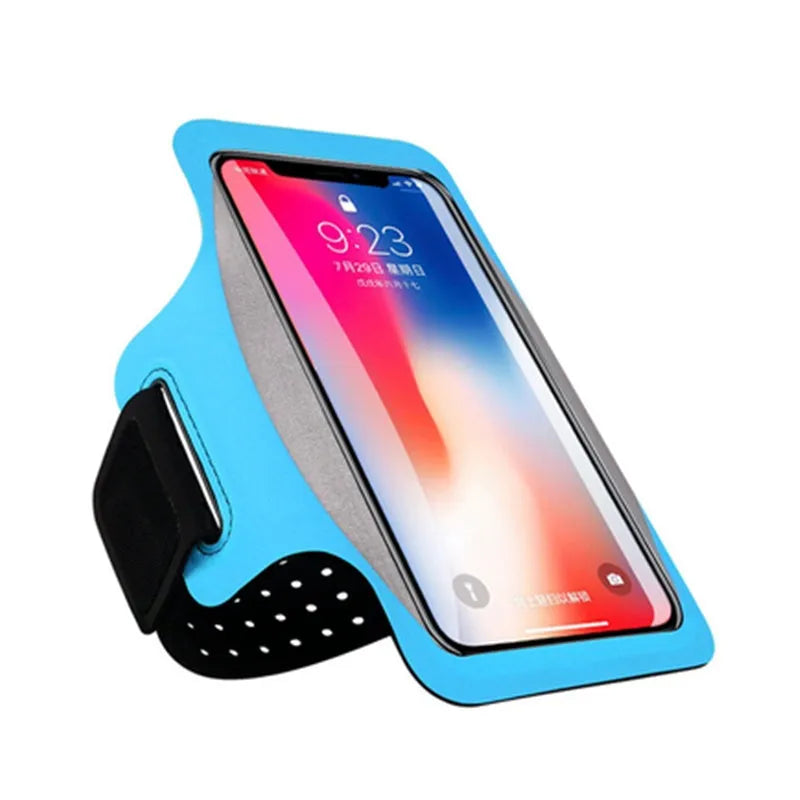 Running sport phone case armband for phones up to 6.8 inches, waterproof PVC, sweatproof, touch screen compatible, with card slot