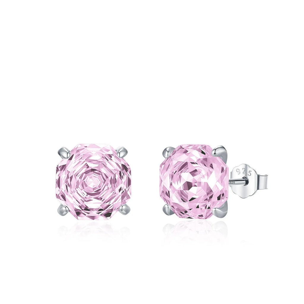 S925 sterling silver rose flower stud earrings for women in 6mm and 8mm sizes.