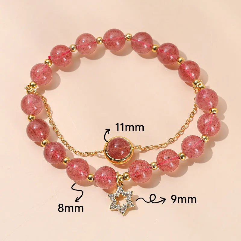 Girls crystal agate bracelet with manual processing showing natural bead colours and charm shapes