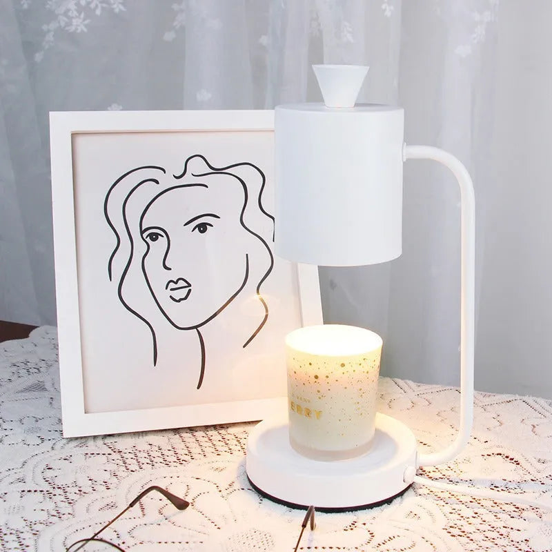 White European-style aromatherapy wax lamp with a dimmer switch on a steel holder.