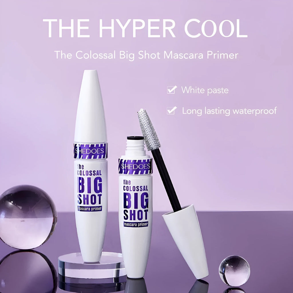 White waterproof and sweat-proof mascara tube with 10ML net content for curling eyelashes.