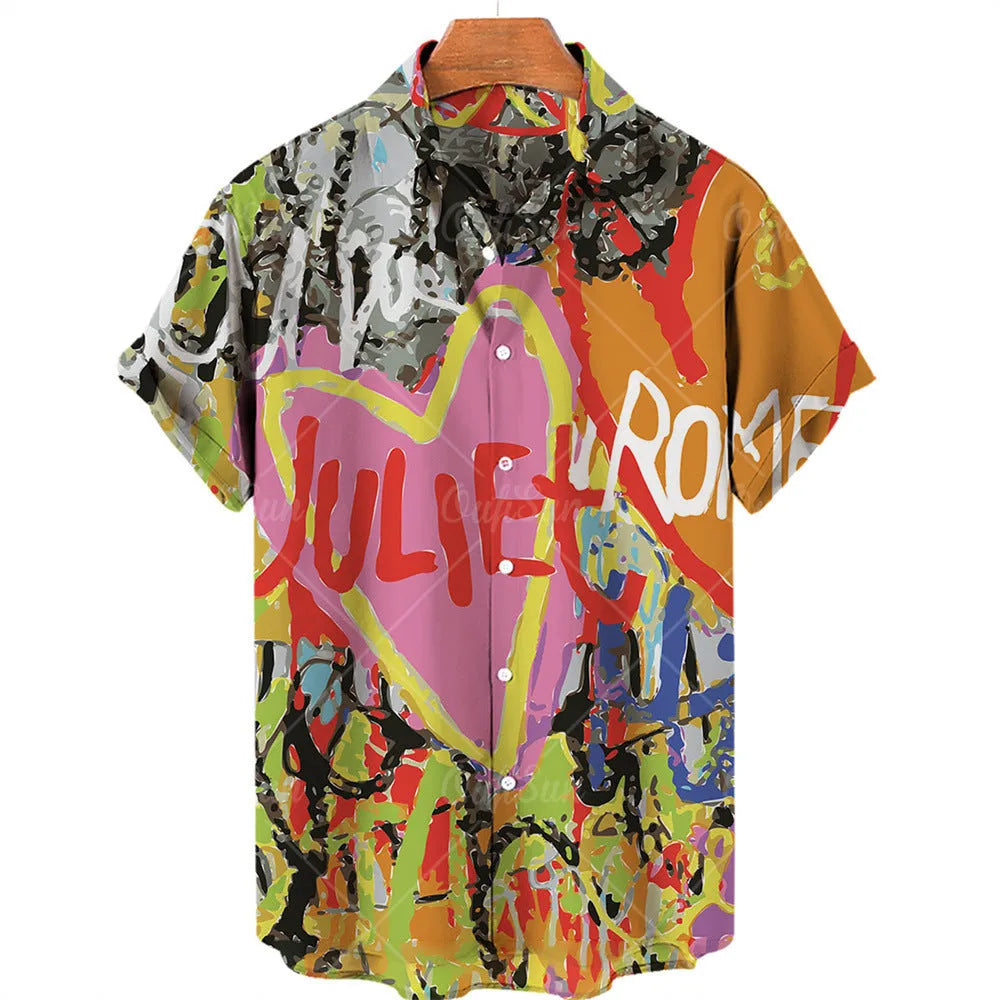 Men's plus size Hawaiian shirt with digital flower print, short sleeves, and cardigan style in apricot colour