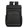 Large black outdoor camping backpack with curved shoulder straps and multiple compartments.