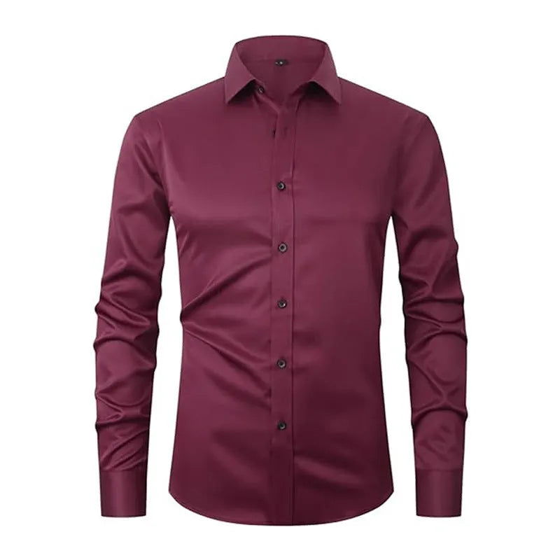 Men's stretch long sleeve work shirt in polyester, shown in multiple colour options.