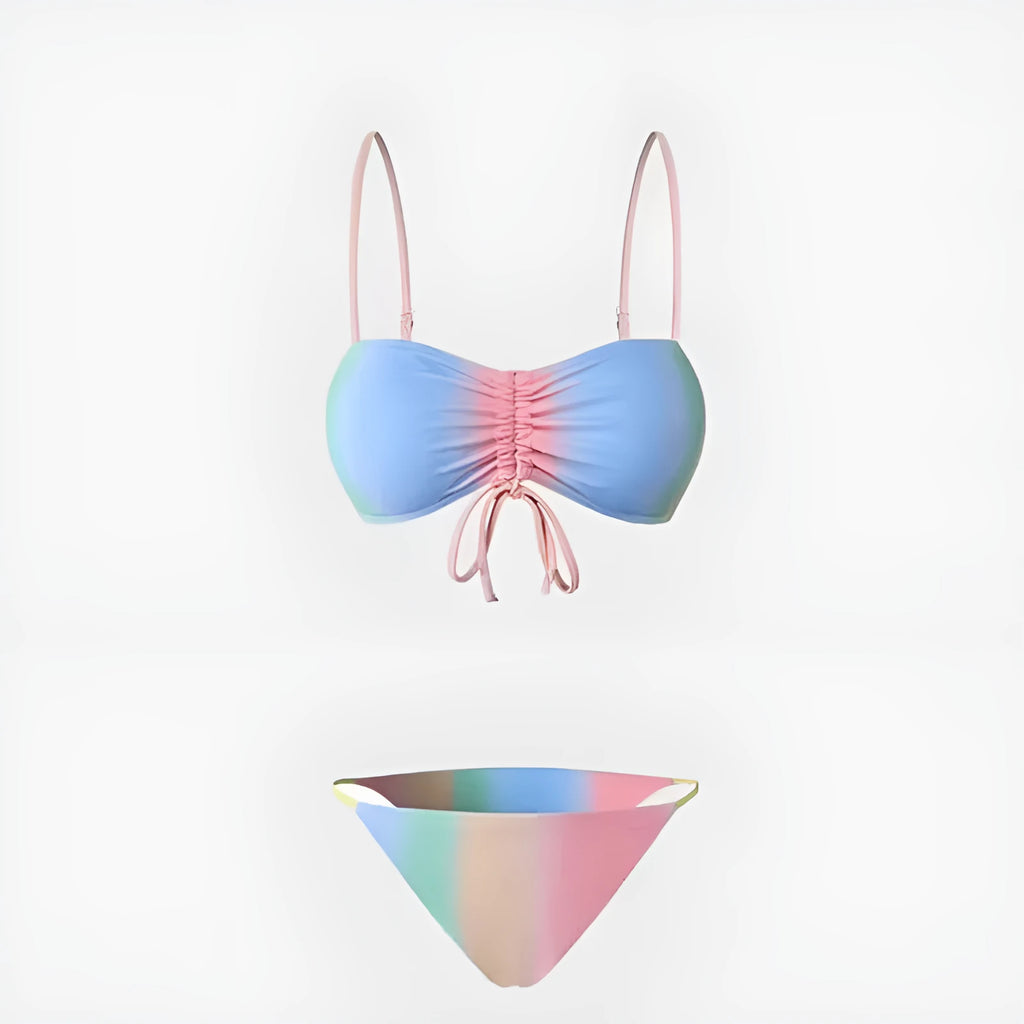 Women's lace-up bikini swimsuit with adjustable front in triangle fashion style