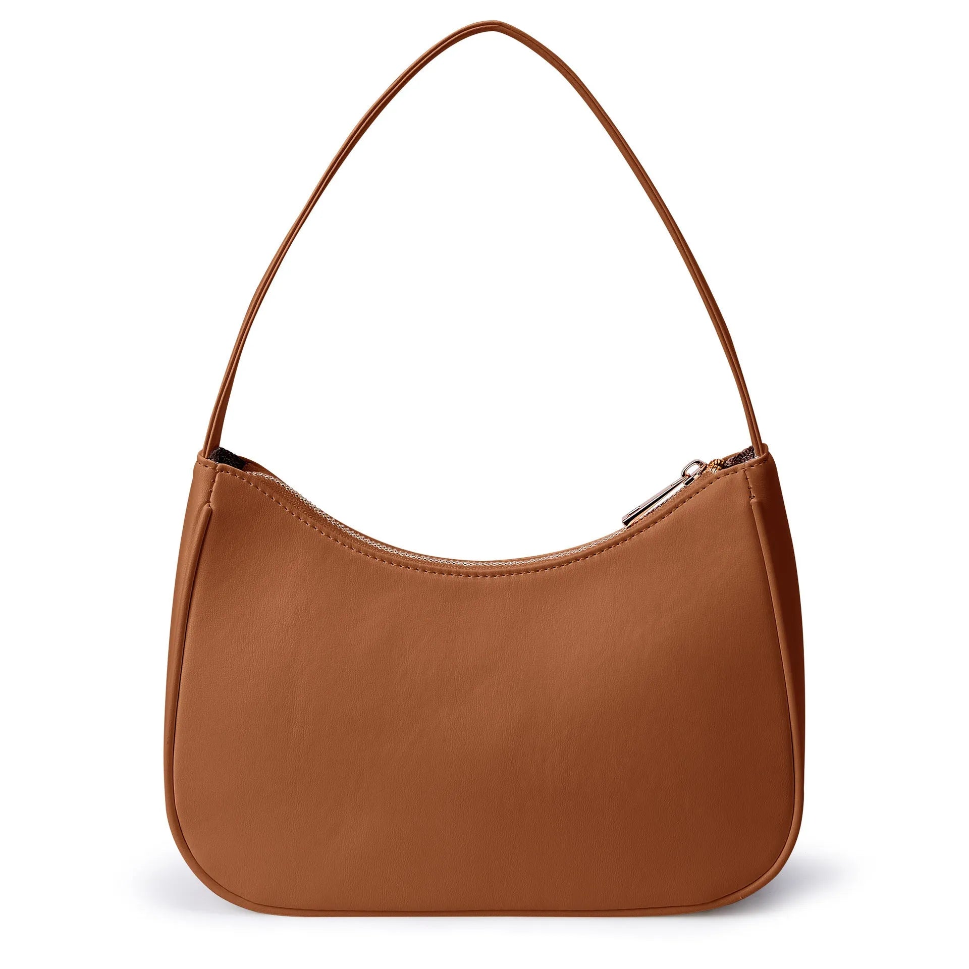 Retro waterproof shoulder bag in apricot colour with adjustable strap made from PU material