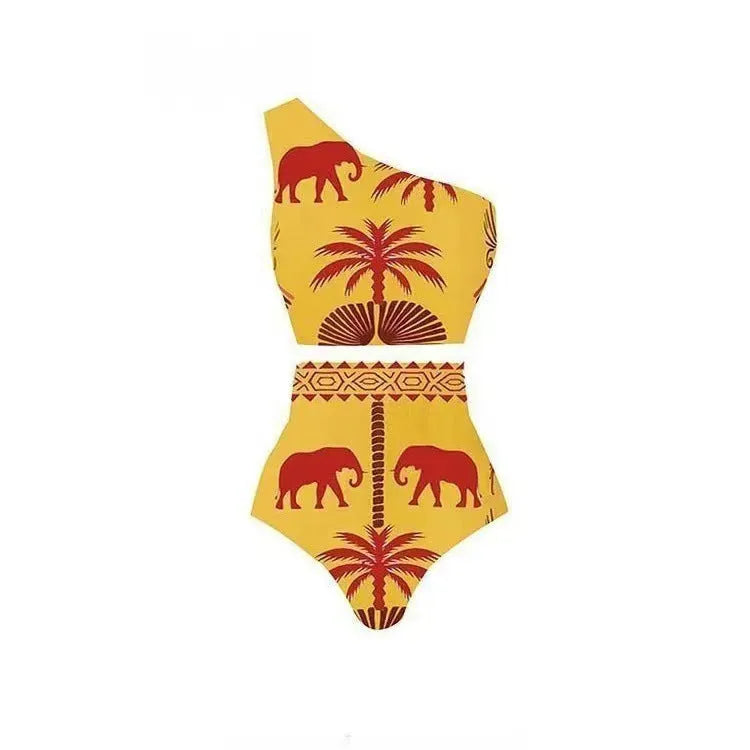 Ladies' one-piece swimsuit in polyester fabric, available in multiple colours and designs
