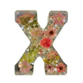 Transparent resin night light ornament with letter flower design, 15cm square, multiple colour options