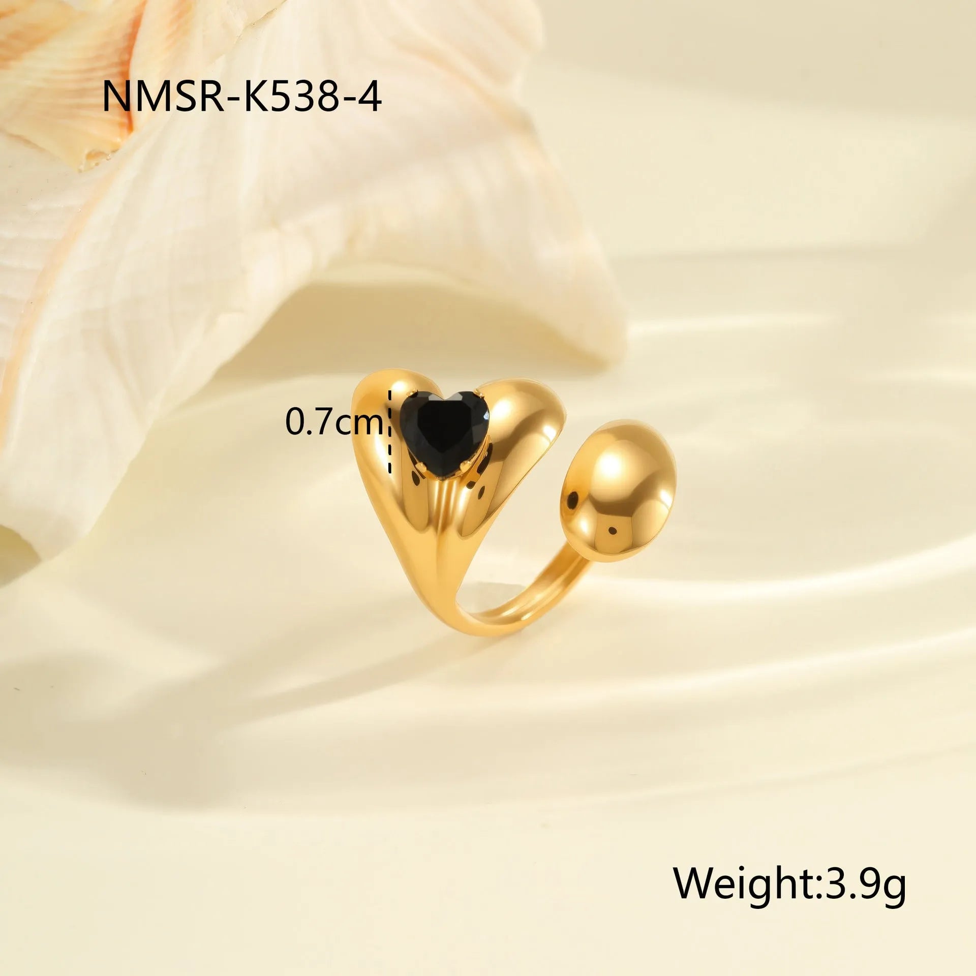 Adjustable open mouth women's ring with geometric design and zircon accents on stainless steel band