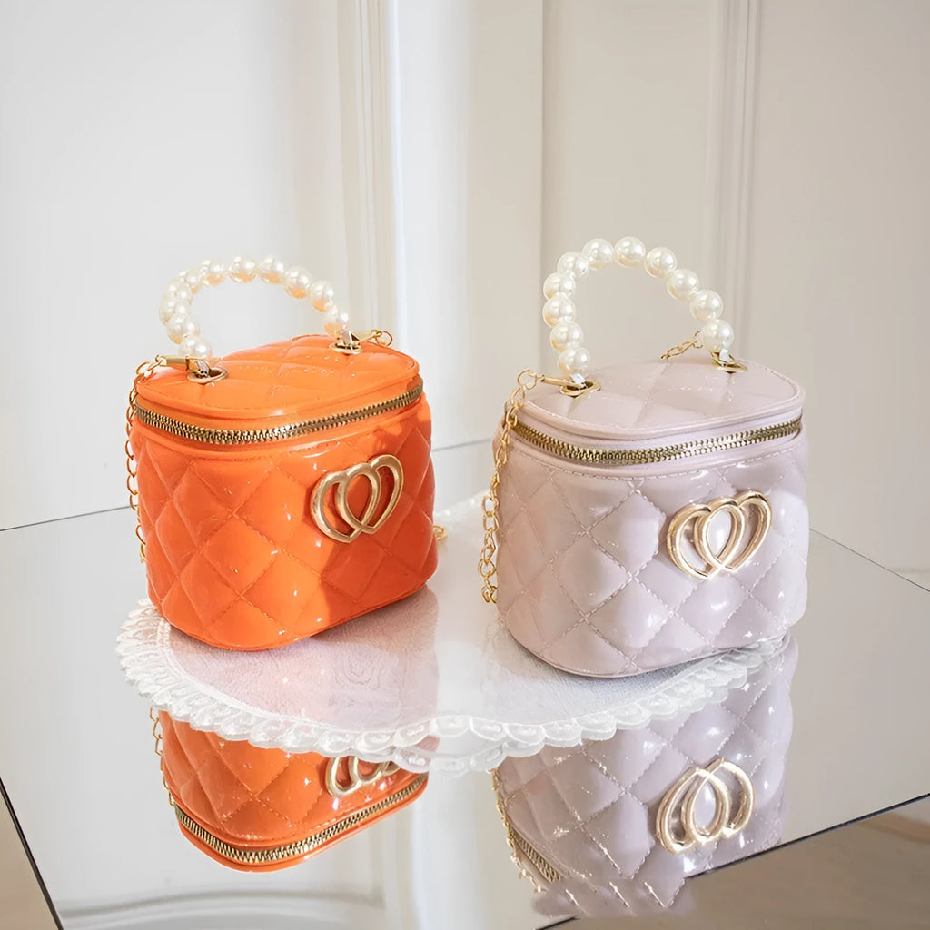 PVC bucket gel cosmetic bag with heart pattern in multiple colour options