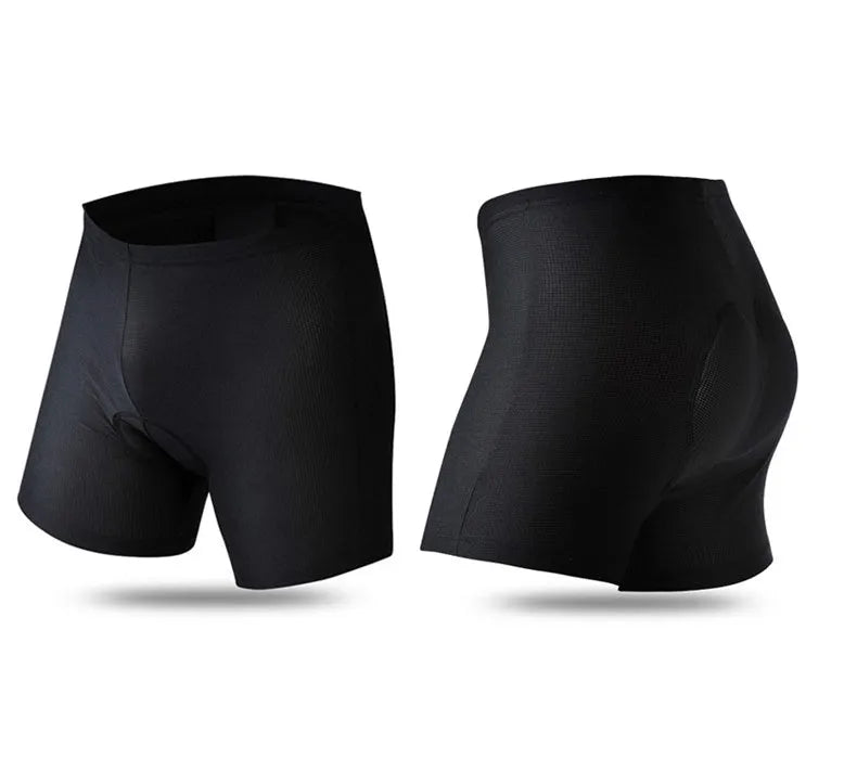 Black breathable mesh Lycra cycling underwear shorts with silicone element, Asian sizes S to 3XL, waist 74-123cm.