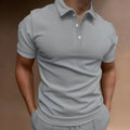 Men's loose fit button T-shirt in cotton blend fabric available in multiple colours with European sizing