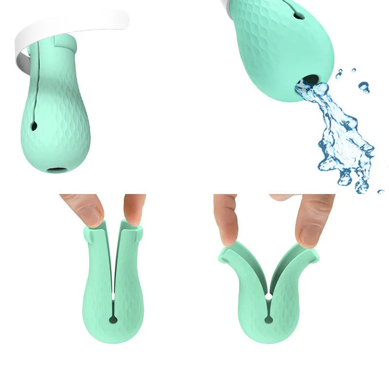 Set of four green silicone covers designed to fit over a cat's front paws.