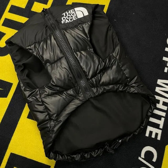 Thick warm dog down vest in black or red, sizes S to XXL for autumn and winter pet wear