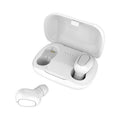 Black, pink, and white TWS Bluetooth earbuds with charging case