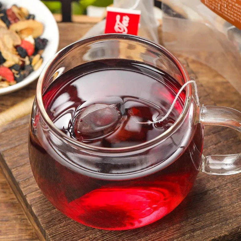 Ginseng black wolfberry tea in individual sealed sachets, 40 bags with 5g each, total 200g package