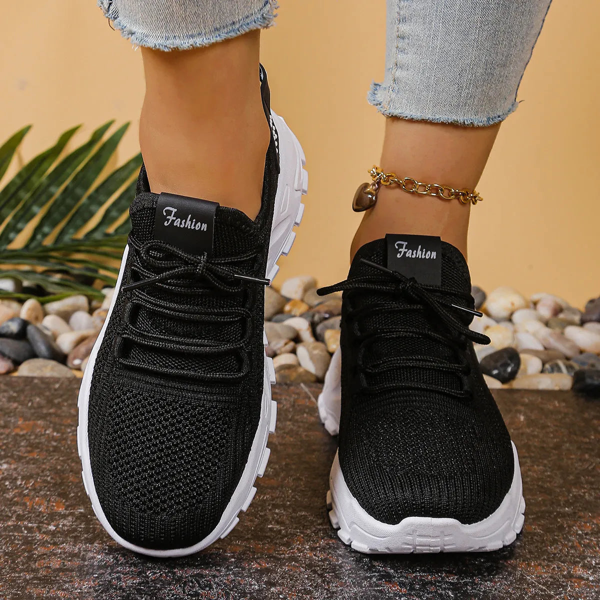 Women's breathable mesh sports shoes with platform heel in multiple colour options