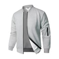 Men's loose fit cotton knitted jacket in black, blue or grey with long sleeves.