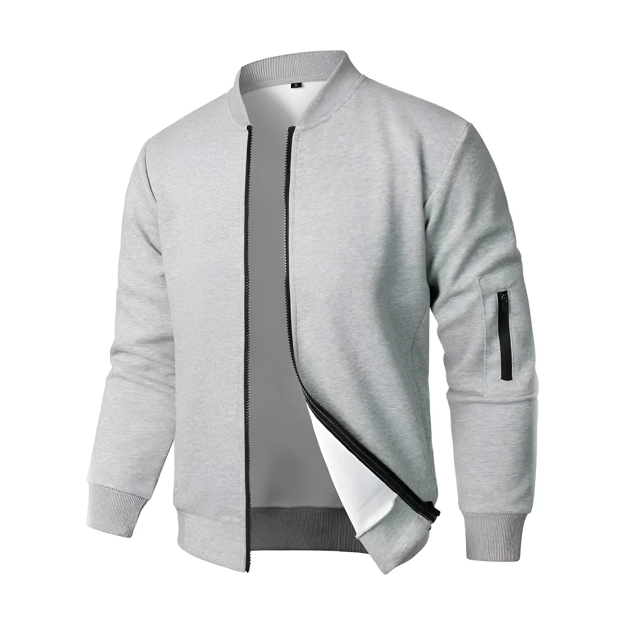 Men's loose fit cotton knitted jacket in black, blue or grey with long sleeves.