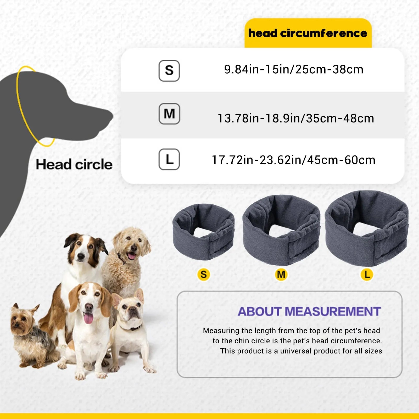 Black dog calming hoodie head wrap with earmuffs on a pet