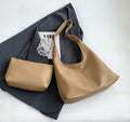 Two soft PU leather handbags in underarm Korean style with small wallet, available in multiple colours